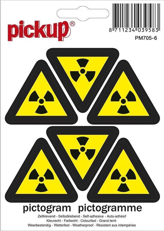 Mini picto's 4,5 cm 6 per vel - Radioactieve stoffen - sticker