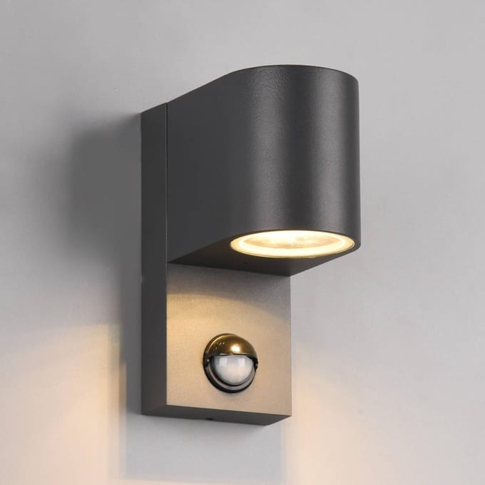 TRIO ROYA - Wandlamp - Antraciet - excl. 1x GU10 4,9W - Bewegingssensor - Buitenverlichting - IP44