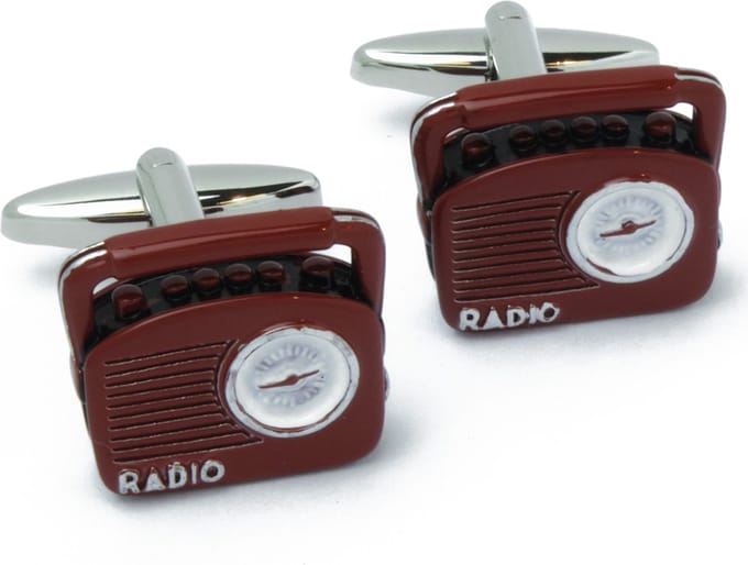 Manchetknopen - Rode Retro Vintage Radio met Zenderschaal