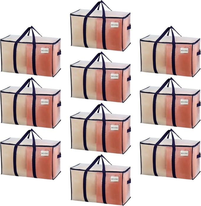 Opbergtas 102 liter - Sterke handgrepen - 10 stuks - Transparant