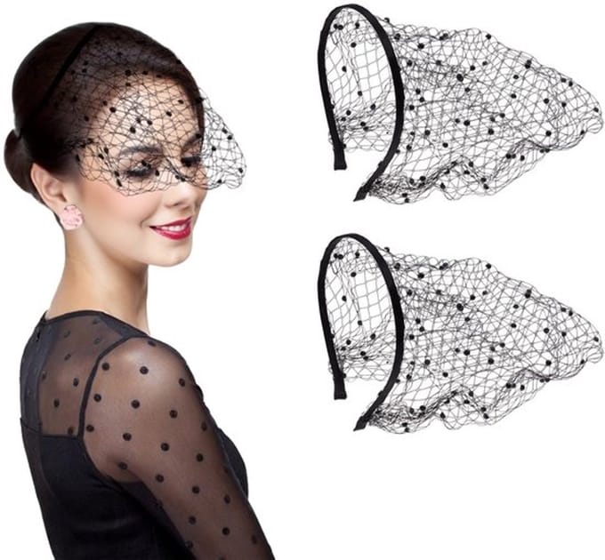 Elegant zwart sluier hoofdband