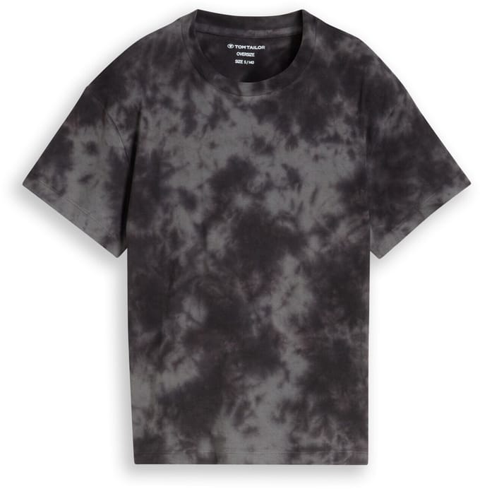Tom Tailor - Oversized tie-dye T-shirt - Maat 152 - dark grey tie dye