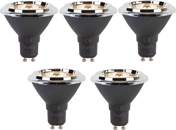 LUEDD Set van 5 GU10 dimbare LED lamp AR70 6W 450 lm 2700K