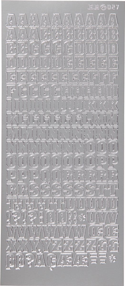 Stickers, alfabet, vel 10x23 cm, zilver, 1 vel