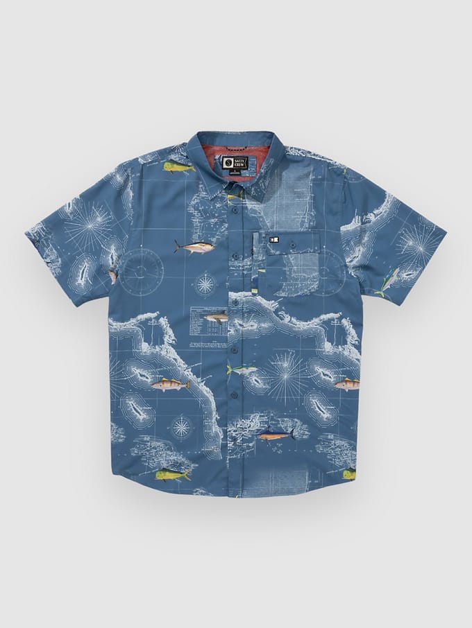 Salty Crew Flagship Uv Button Up Shirt blauw