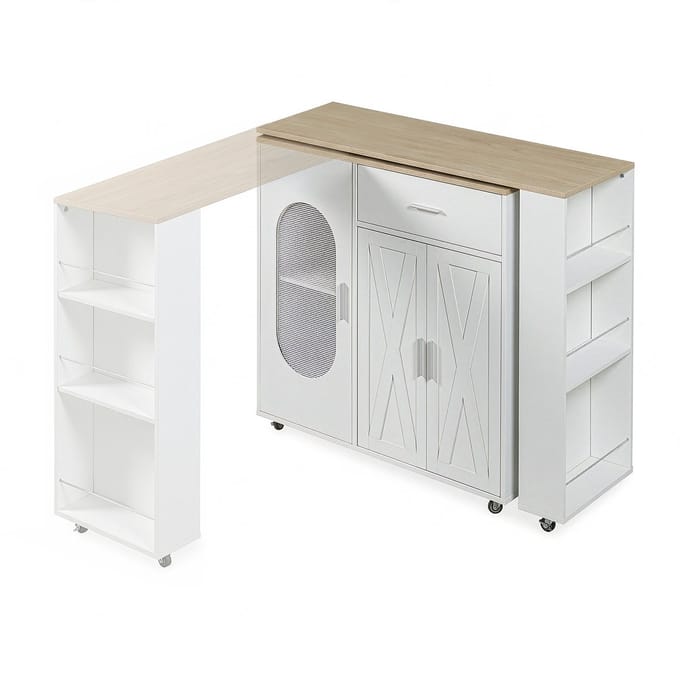 Uitschuifbare bartafel Kudebola 115x40x94 cm wit en eikenkleurig [en.casa]