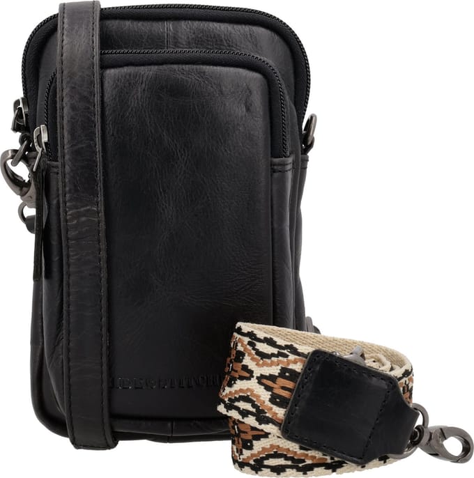 Hide & Stitches Next Navajo Telefoontasje - 100% Leer - Zwart