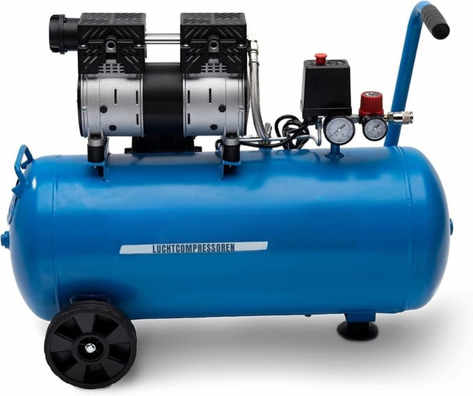 QIN® Compressor 50 Liter - Stille Compressor - Compressor - Blauw - 77cm x 38cm x 57cm