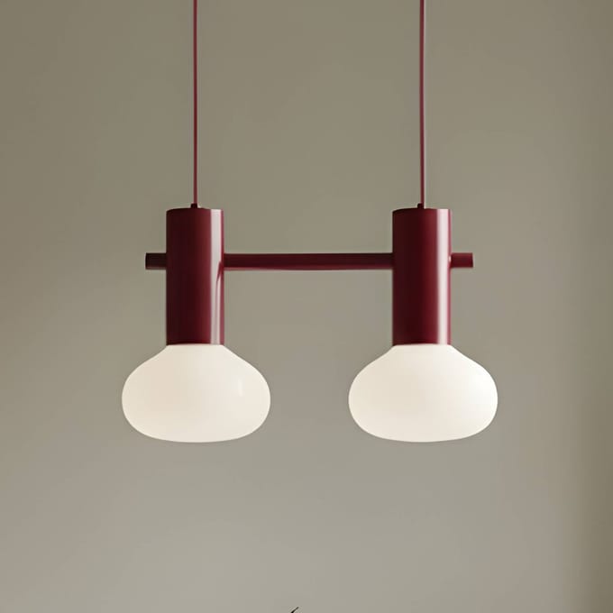 ALDEX Hanglamp Flo, rood, 2-lamps, glas