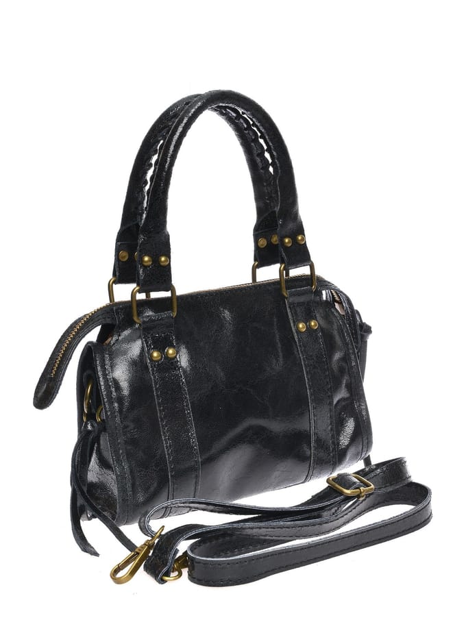 Roberta M Zwart Rundleer Tas
