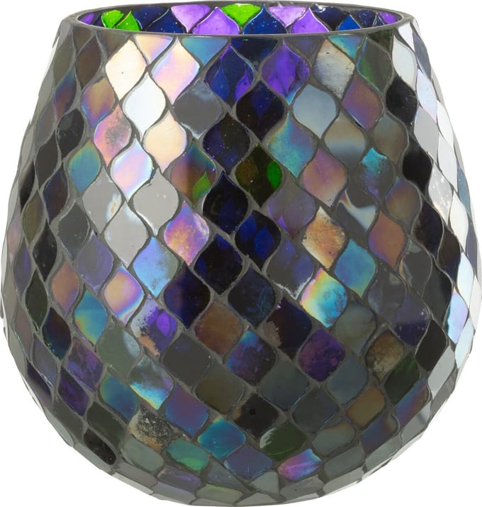 J-Line windlicht Mozaiek - glas - paars - large