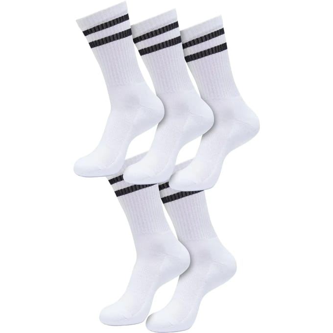 Urban Classics Sokken - Double Stripe Socks 5-Pack - EU35-38 tot EU 43-46 - wit-zwart