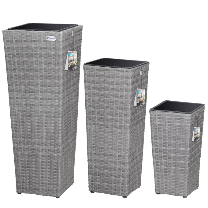 Casaria Bloempotten - 3 stuks - Polyrattan