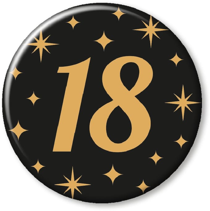 BTH - Buttons - 18 Jaar - Goud-Zwart - Badge - Speld - Verjaardag - Decoratie - 18 Jaar Verjaardag Versiering - Button