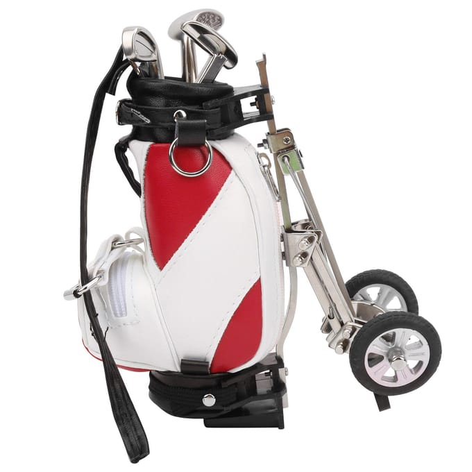 Desktop Golf Pennenset 3 Balpennen en Mini Tas Zinklegering Golf Pen Houder Tas Rood Wit black