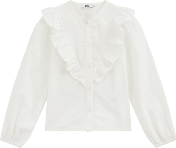 WE Fashion Meisjes blouse met ruches en embroideries