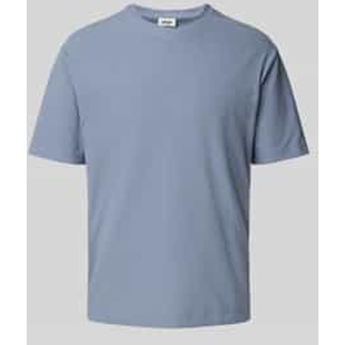 T-shirt met geribde ronde hals, model 'GILBERD'