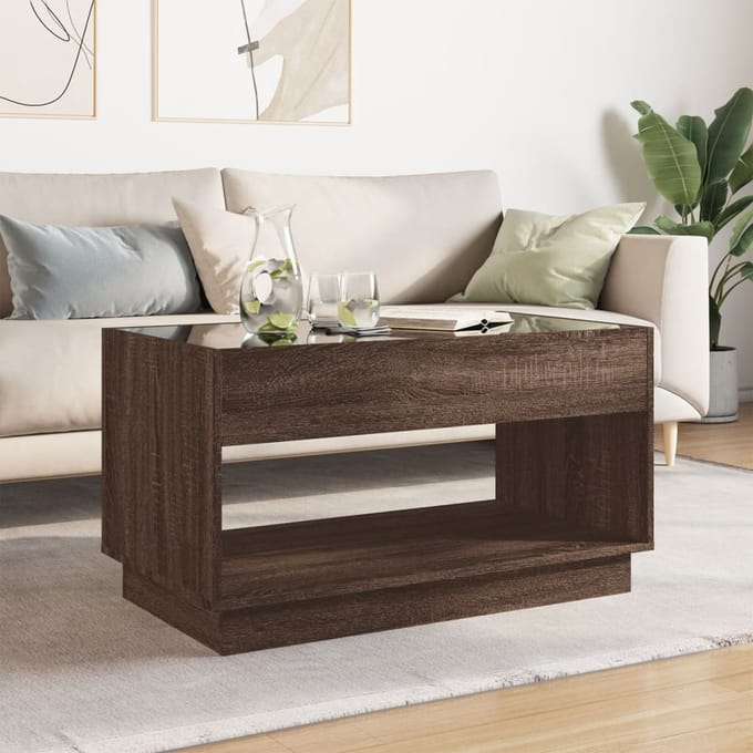 vidaXL - Salontafel - met - Infinity - LED - 90x50x50 - cm - bruin - eikenkleurig