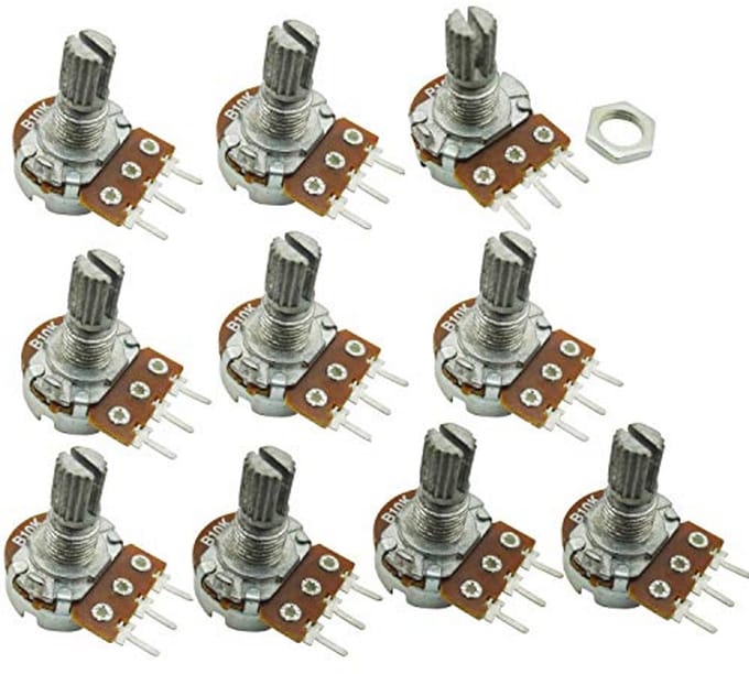 10 Stuks 10K Ohm Linear Potentiometer met Knurled Shaft en Top Adjustering