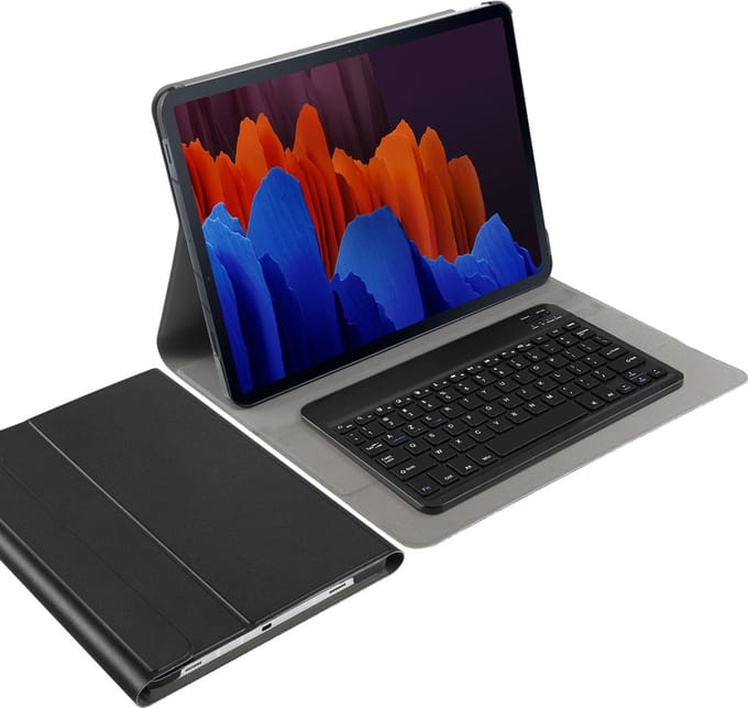 Cazy tablet Hoes met Toetsenbord geschikt voor Samsung Galaxy Tab S7 FE / Tab S7 Plus - AZERTY Bluetooth Keyboard Case - Zwart