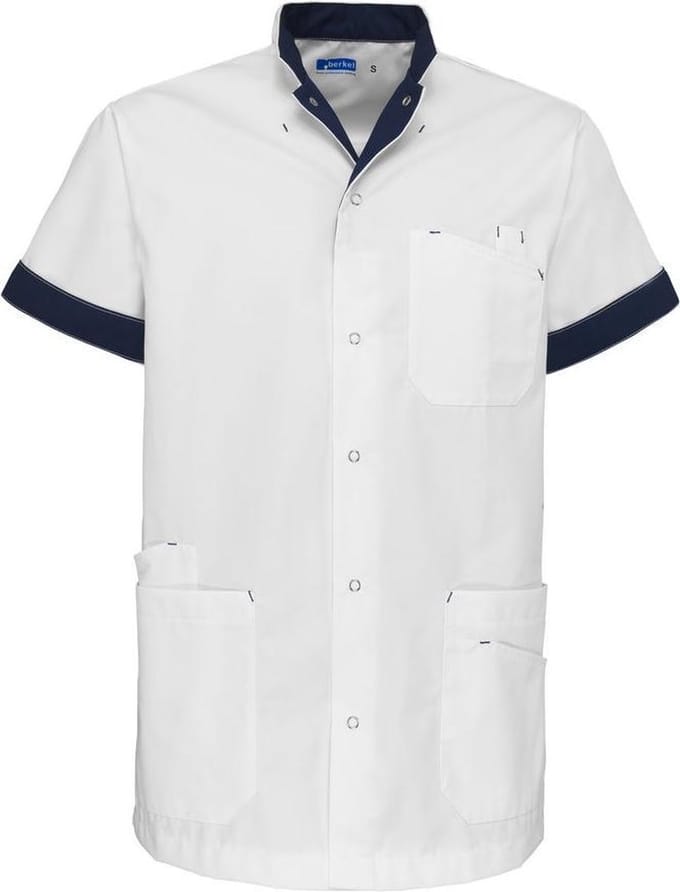 De Berkel zorgjas Livio-L-wit/navy (B1583326804L)