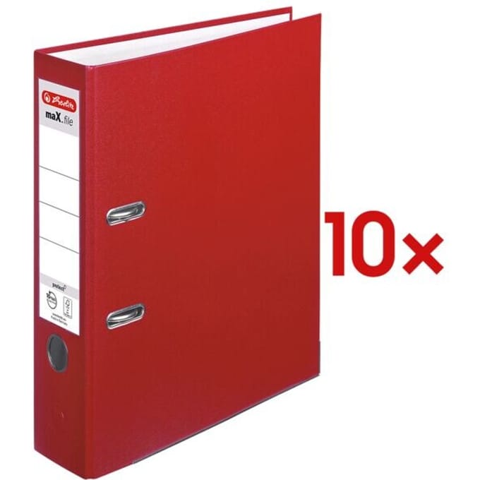 herlitz ordner maX.file protect, A4, rugbreedte 80 mm, rood