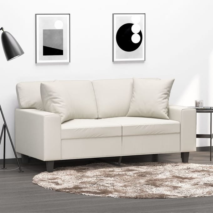 vidaXL - Sierkussens - 2 - st - 40x40 - cm - kunstleer - crèmekleurig