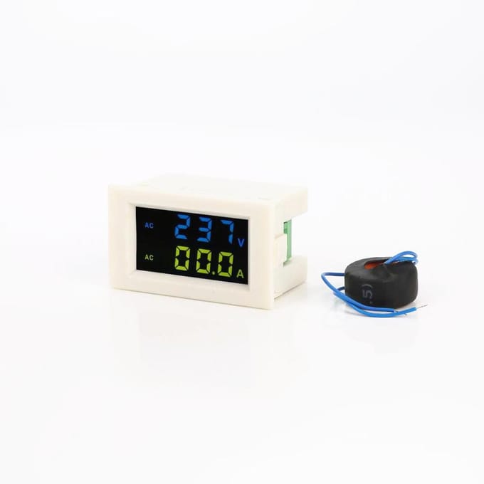 D85-2042A Dubbele Digitale Display LCD Voltmeter Ammeter AC80-500V Spanningsmeter Stroommeter Tester zwart