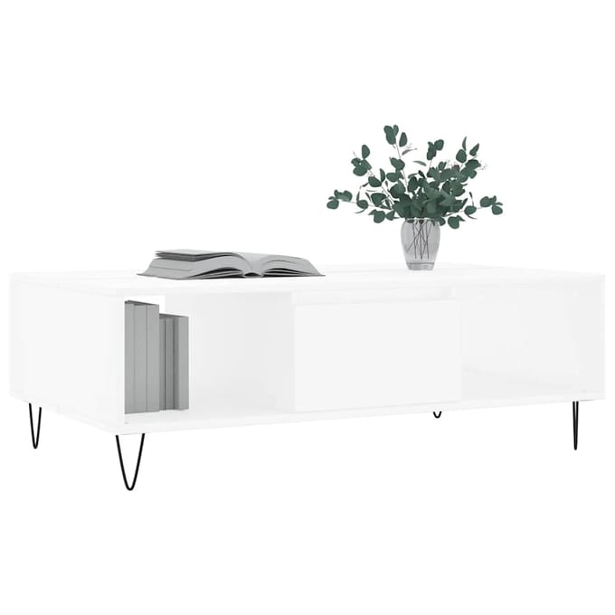 vidaXL - Salontafel - 104x60x35 - cm - bewerkt - hout - wit