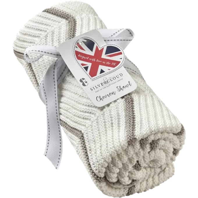Silvercloud Chevron Cream Grey Gebreide Baby Sjaal