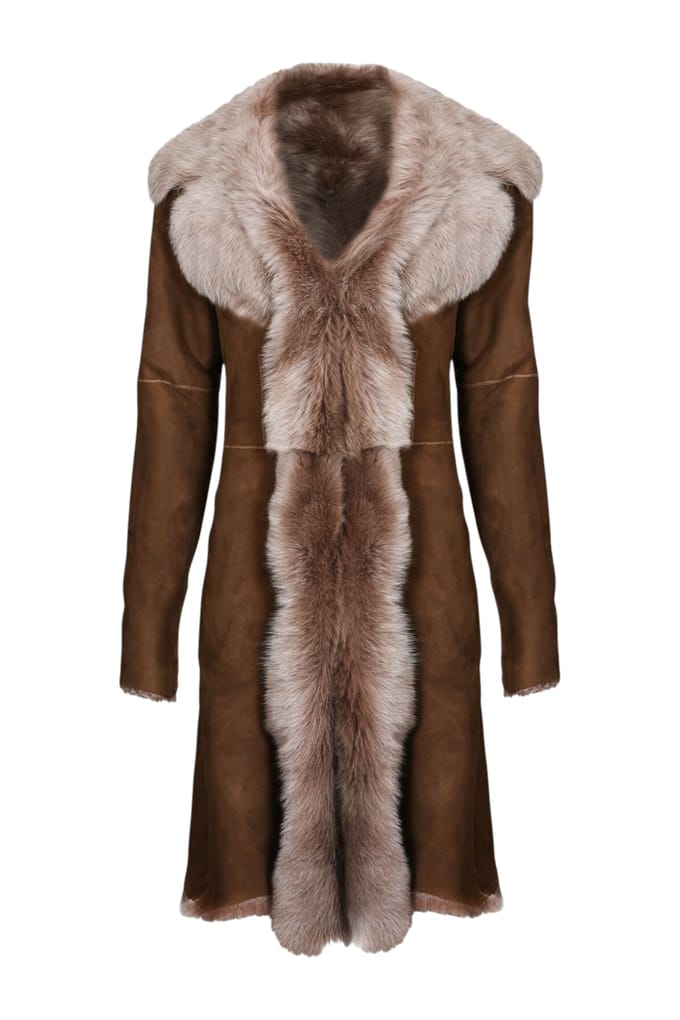 Dames Beaver Tan Toscana Schapen Suède Trenchcoat - Celeste