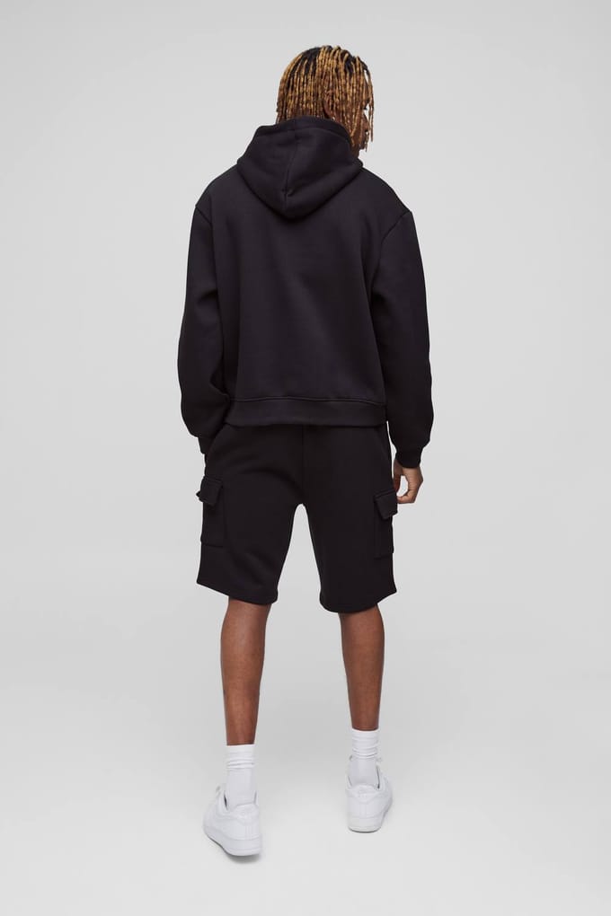 Hoge Losse Pasvorm Middellange Cargo Shorts | Black | Size Medium