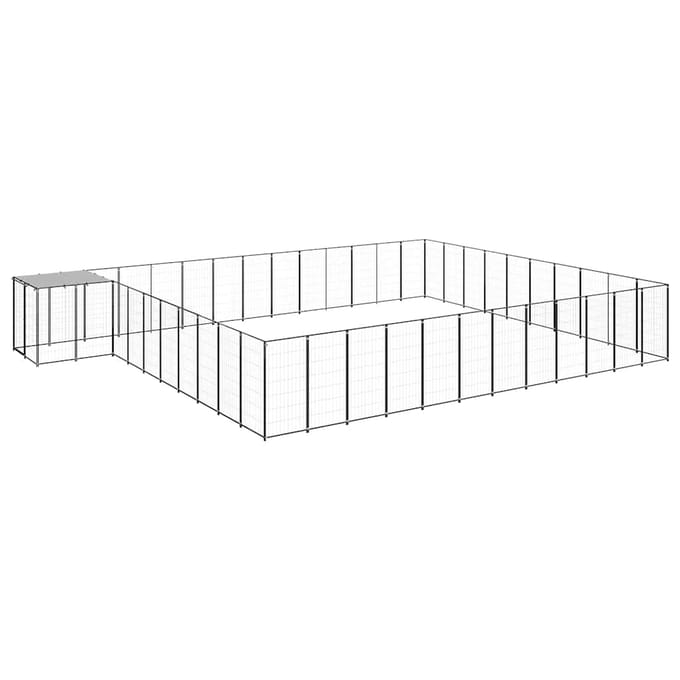 vidaXL - Hondenkennel - 37,51 - m² - staal - zwart