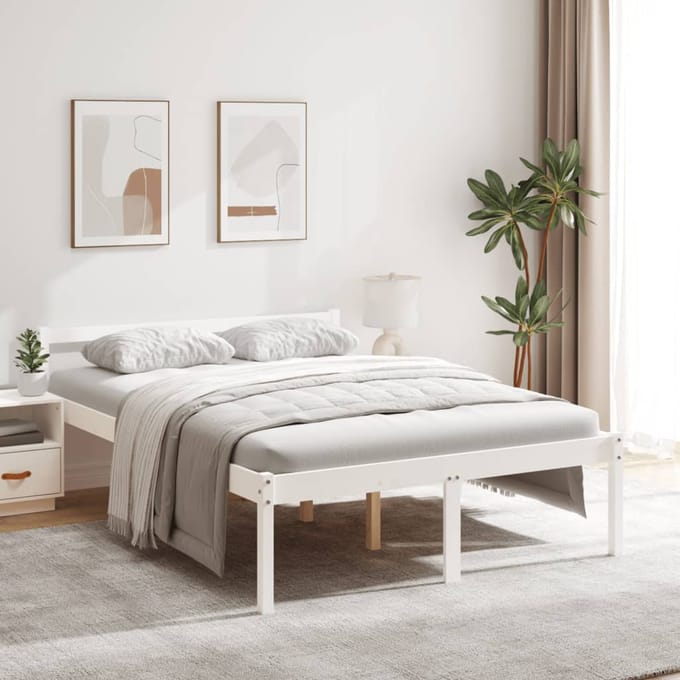 vidaXL - Seniorenbed - massief - grenenhout - wit - 120x190 - cm
