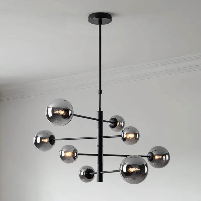 LumenXL - Plafondlamp Oito - Zwart - Smoke glas - 8-lichts - G9