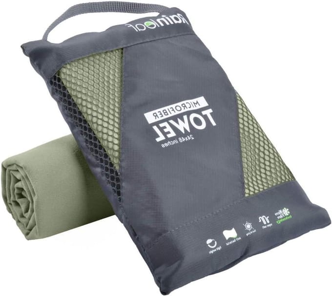 Microvezel Handdoek - Sneldrogende Doek - Sport Reizen Strand - Compact Lichtgewicht - 86 x 152 cm - Legergroen