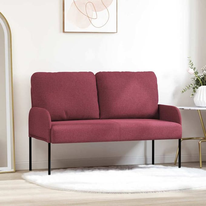 vidaXL - Banken - met - kussen - 110cm - Wijnrood - Multiplex