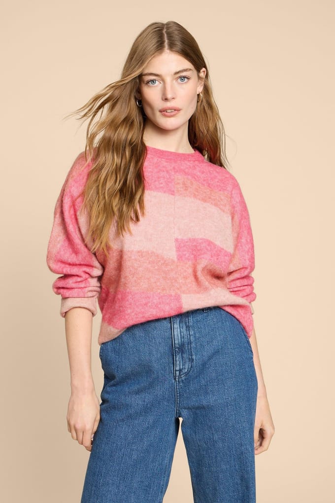 White Stuff Colourblock Dolly Jumper Pink Multi Taglia: 22 | Maglioni a maglia Outlet | Donna | Rosa