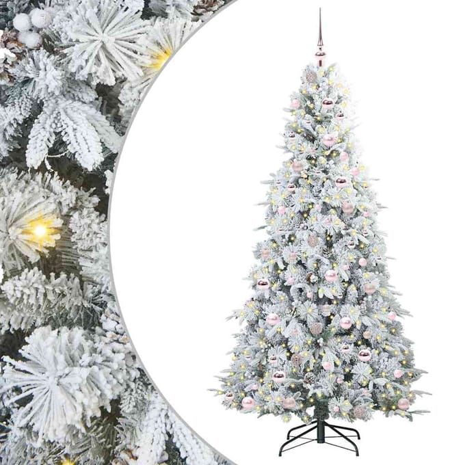 vidaXL - Kunstmatige - Hinged - Kerstboom - met - 300 - LED - Wit - 210 - cm - PE - en - PVC