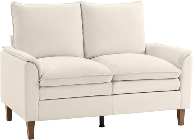 HOMCOM Loveseat-Chenille (100 % polyester)-146L x 84B x 95H cm-Crème wit