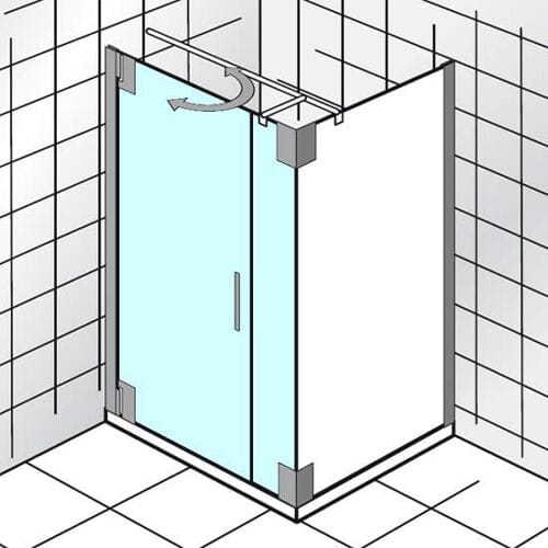 HSK K2P hinged door and side panel 75 cm for side panel stop left