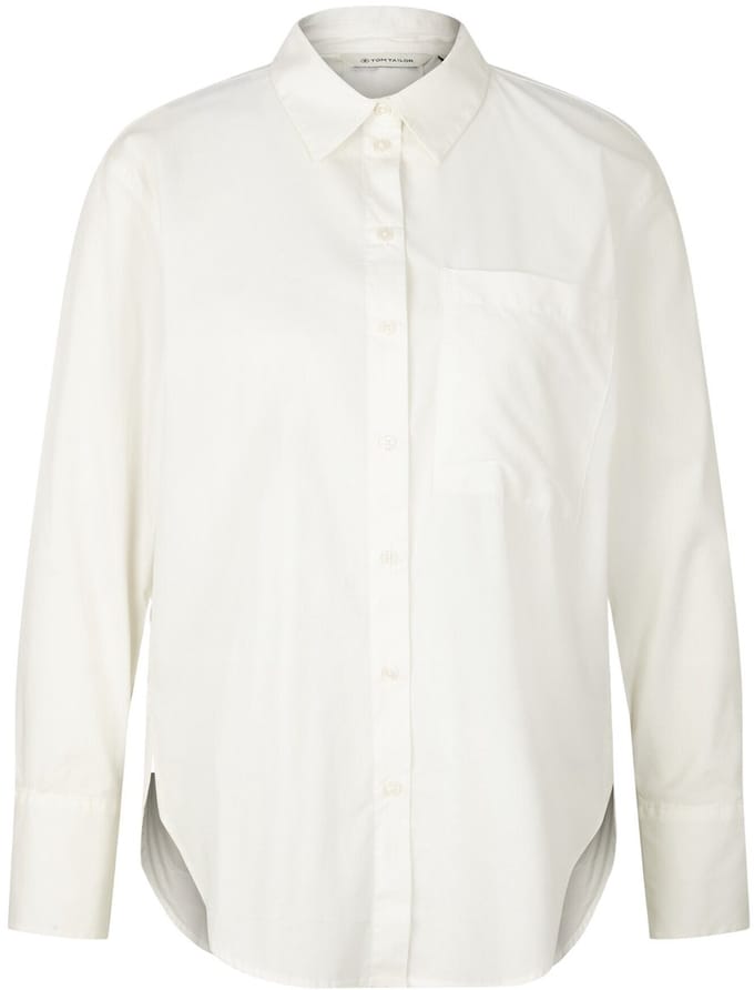 Tom Tailor - Blouse met opgestikte borstzak - Maat 46 - Whisper White
