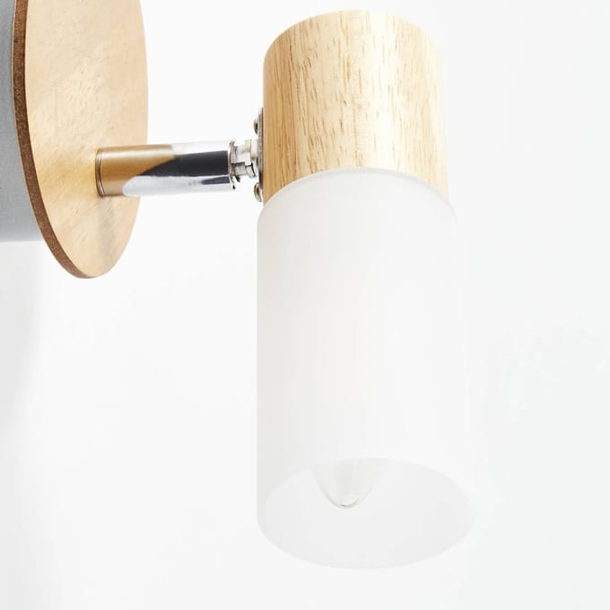 Brilliant Babsan wandspot, Ø 10 cm, licht hout, bamboe