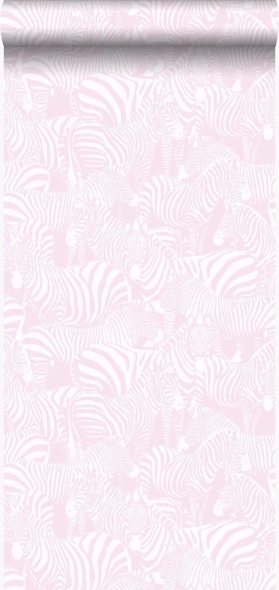 Origin Wallcoverings behang zebra's licht roze - 53 cm x 10.05 m - 346835