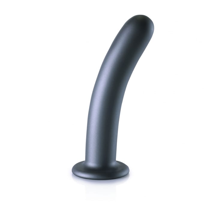 Ouch! by Shots Zachte Siliconen G-Spot Dildo - 7'' / 17 cm - Gunmetal - Zwart