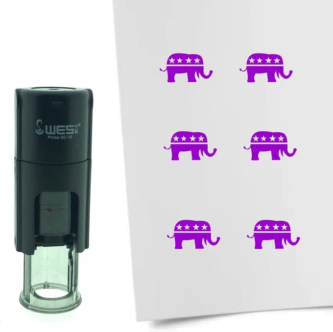 CombiCraft Stempel Olifant van de Republikeinen 10mm rond - paarse inkt