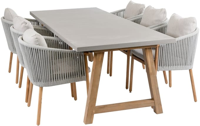 Tuinset Es Vedra/Rock | 6 personen | Rechthoekig 235 cm | Rope & polystone