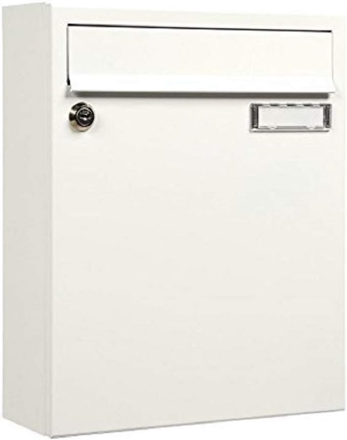Brievenbus Sonate 133 wit met naamplaatje - Gecoat staal, 33 x 26 x 100 cm