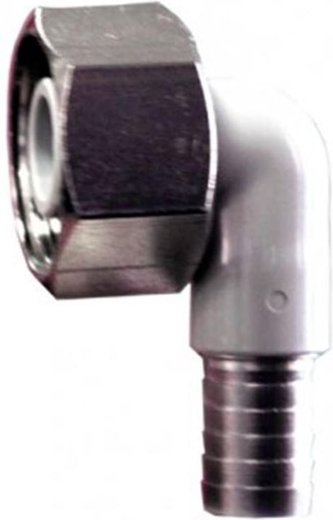 Kniekoppeling CNS 90° voor bierslang 5/8 inch, NW 10mm