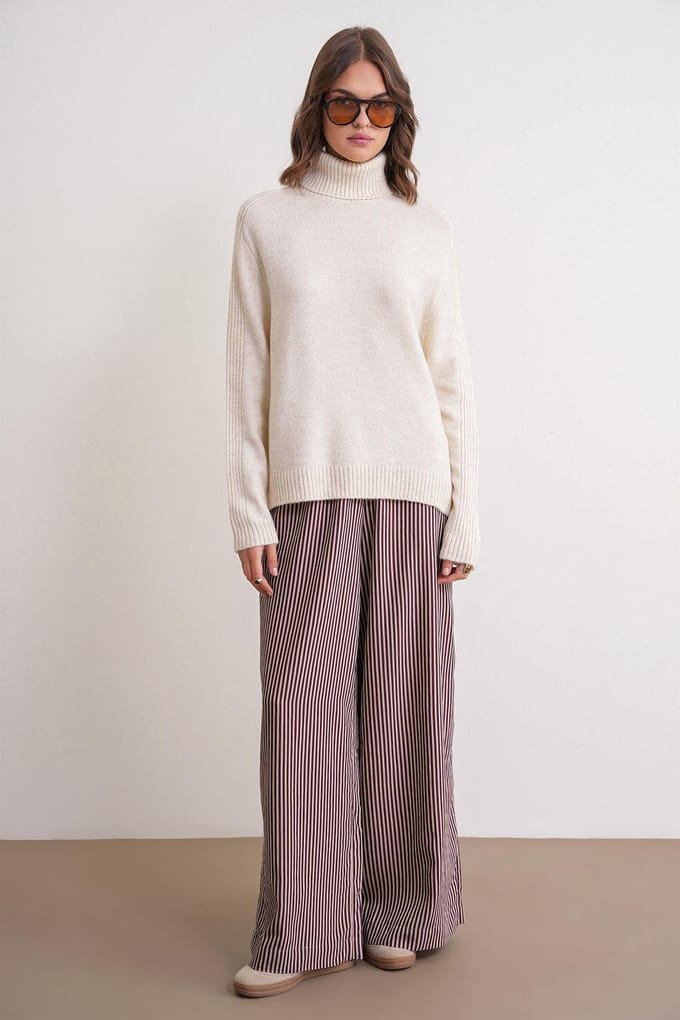 Losse Fit Turtleneck Brei Sweater